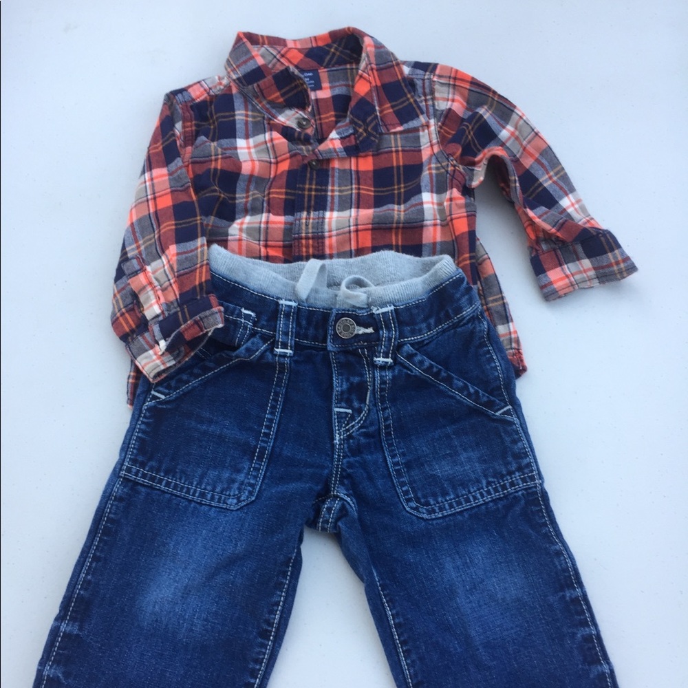 Almost new boys flannel and jeans